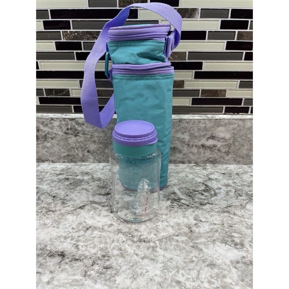Vtg Tupperware Baby Bottle New Contour Includes Nipple & Insulated Carrying Bag